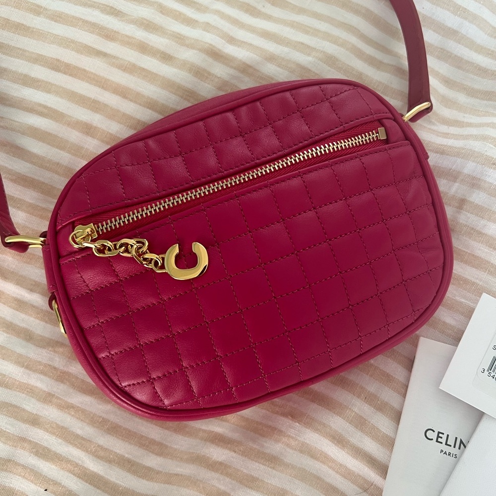 Celine Red Crossbody Bag with Quilted Design